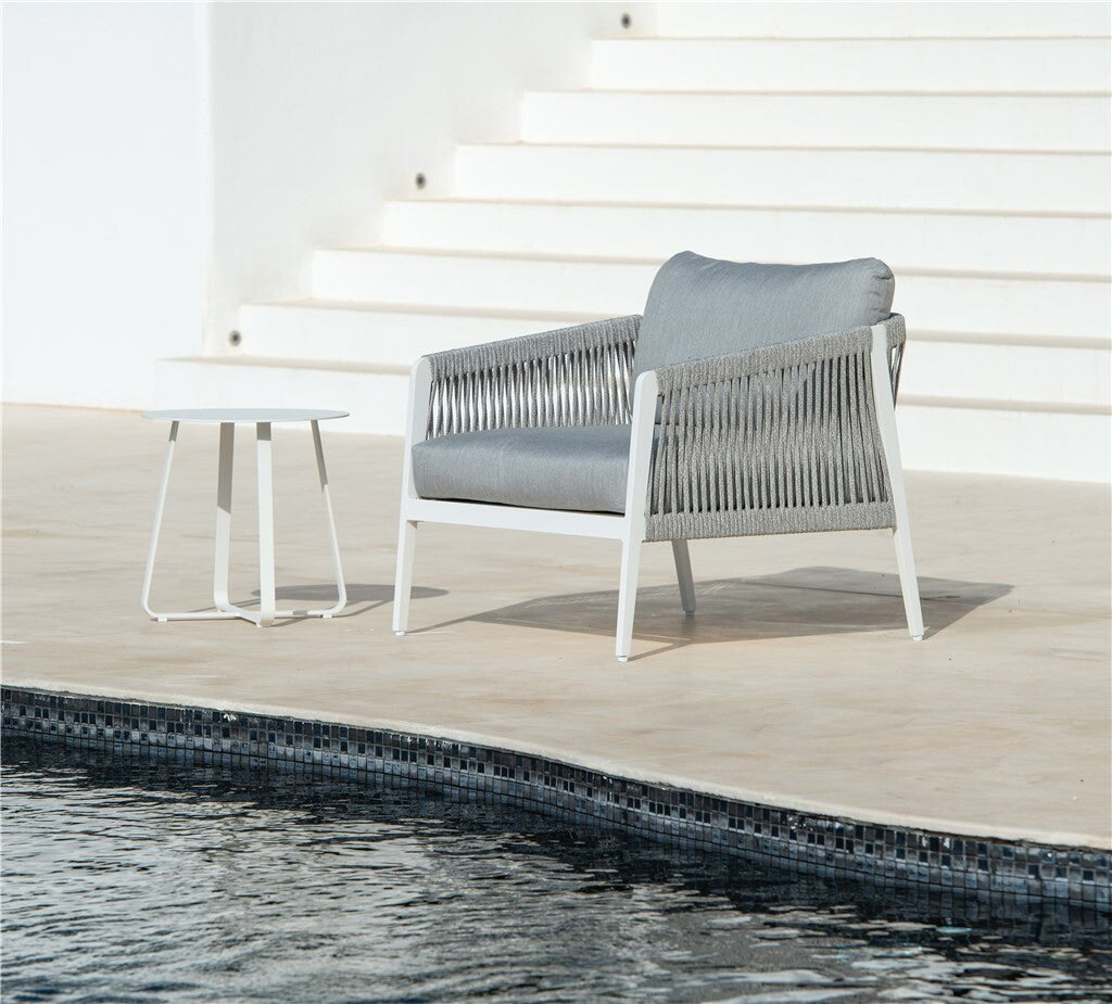Jati & Kebon St Lucia Aluminium Garden Side Table 45x45cm | White