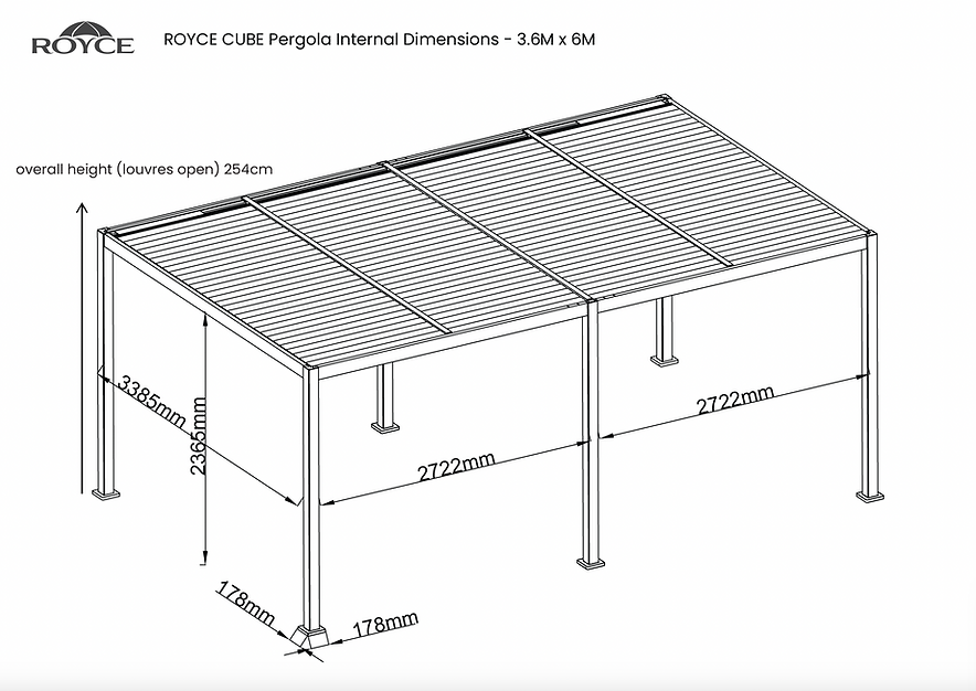 Royce Cube Aluminium Luxury Pergola with Solar LED Light Pack | Anthracite | 3.6 x 6 Metre