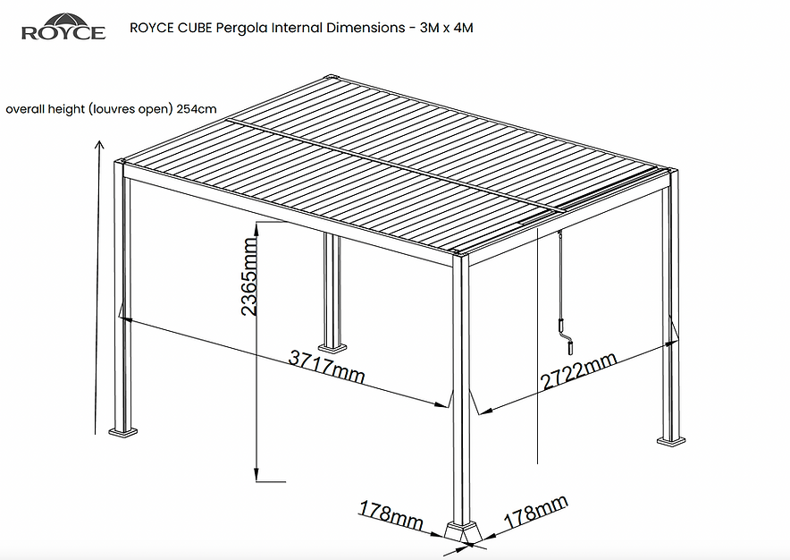 Royce Cube Aluminium Luxury Pergola with Solar LED Light Pack | Anthracite | 3 x 3 Metre