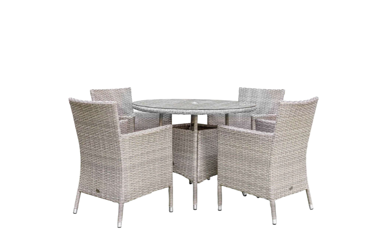 Grace Bay 4 Seat Round Flat Weave Garden Dining Set