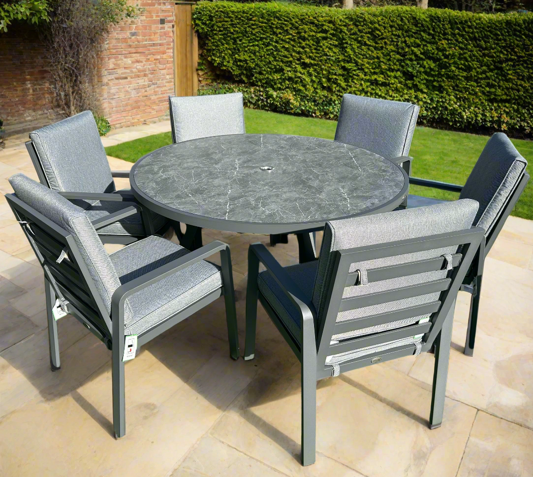 Mayfair Outdoor 6 Seat Round 140cm Dining Set