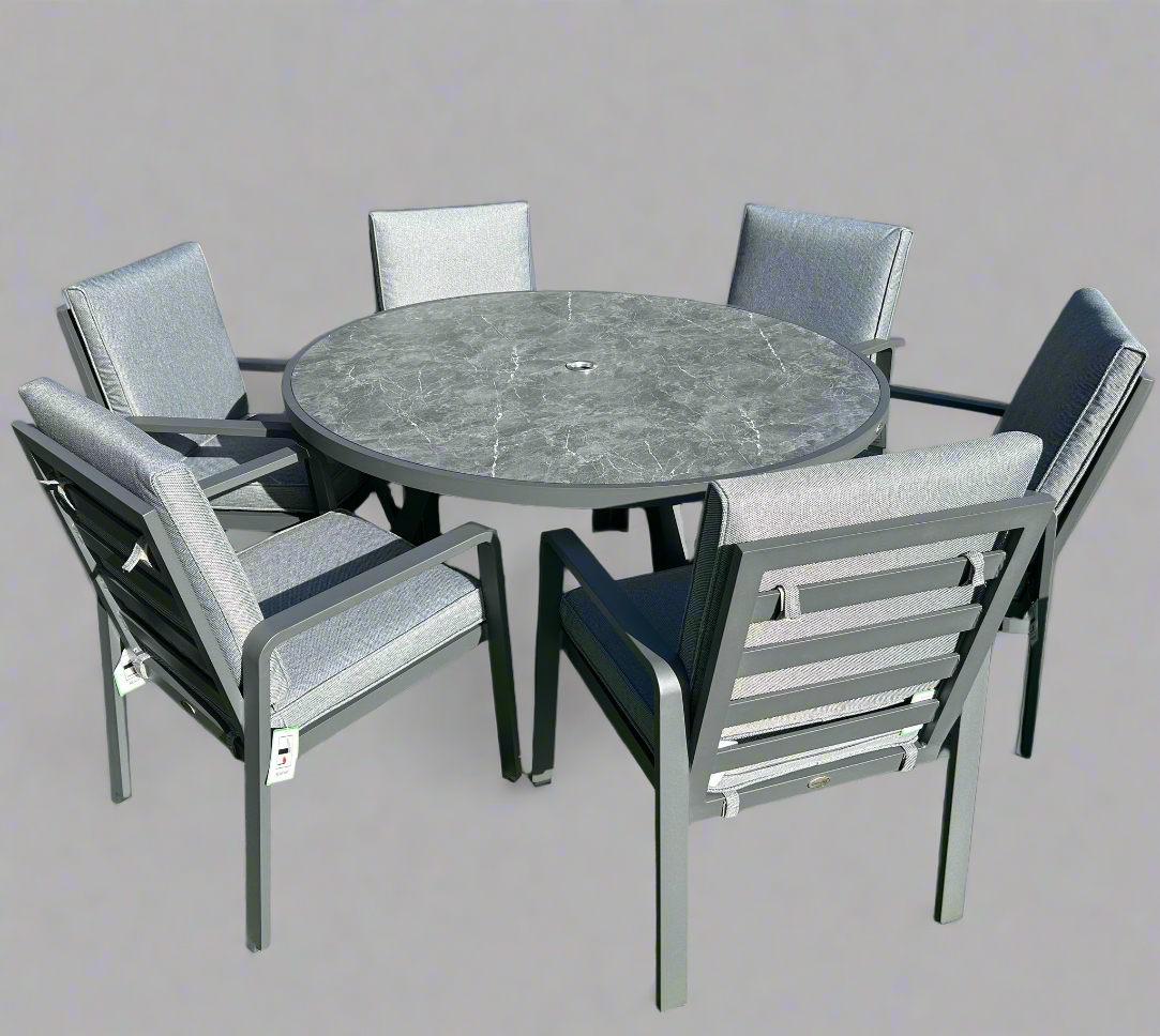 Mayfair Outdoor 6 Seat Round 140cm Dining Set